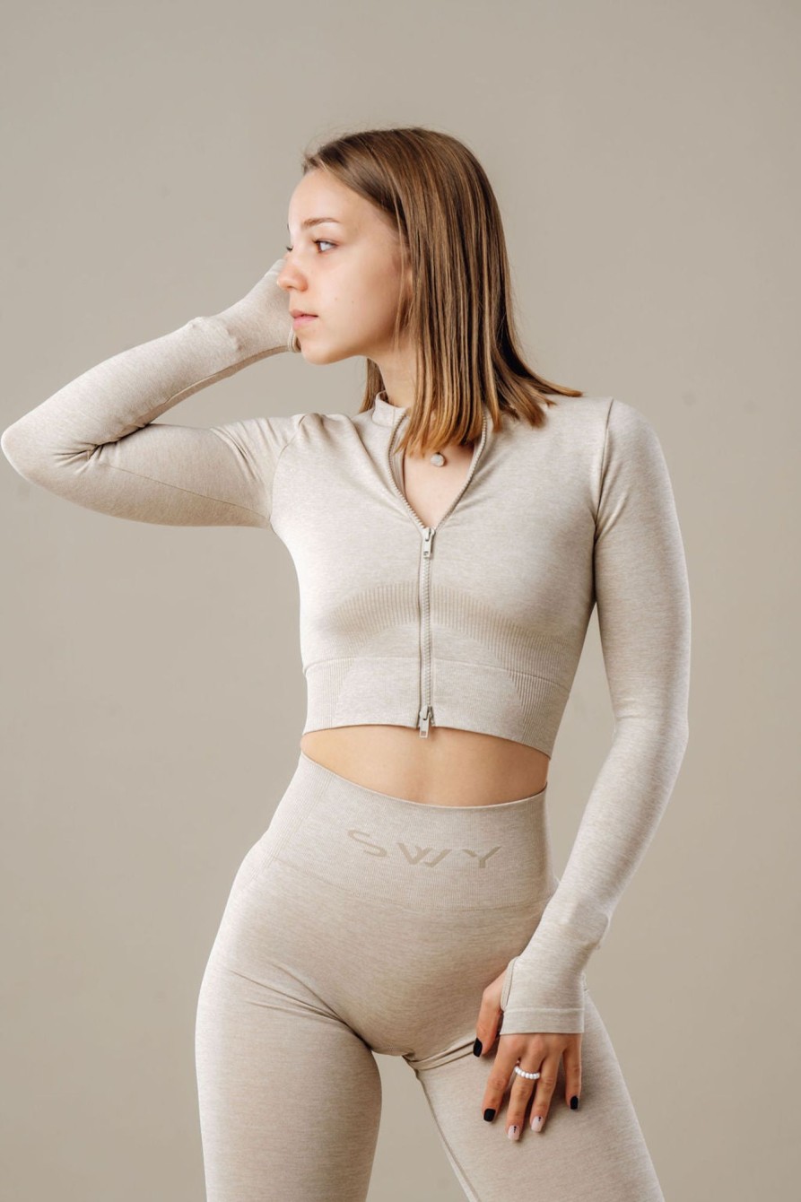 Collections SWY Brand | Lasting Seamless Zip Crop Shirt